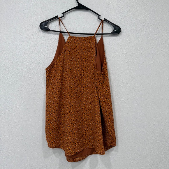 LOFT Outlet Petite‎ Brown Ditsy Floral Print Camisole Top Buttons - Picture 2 of 8